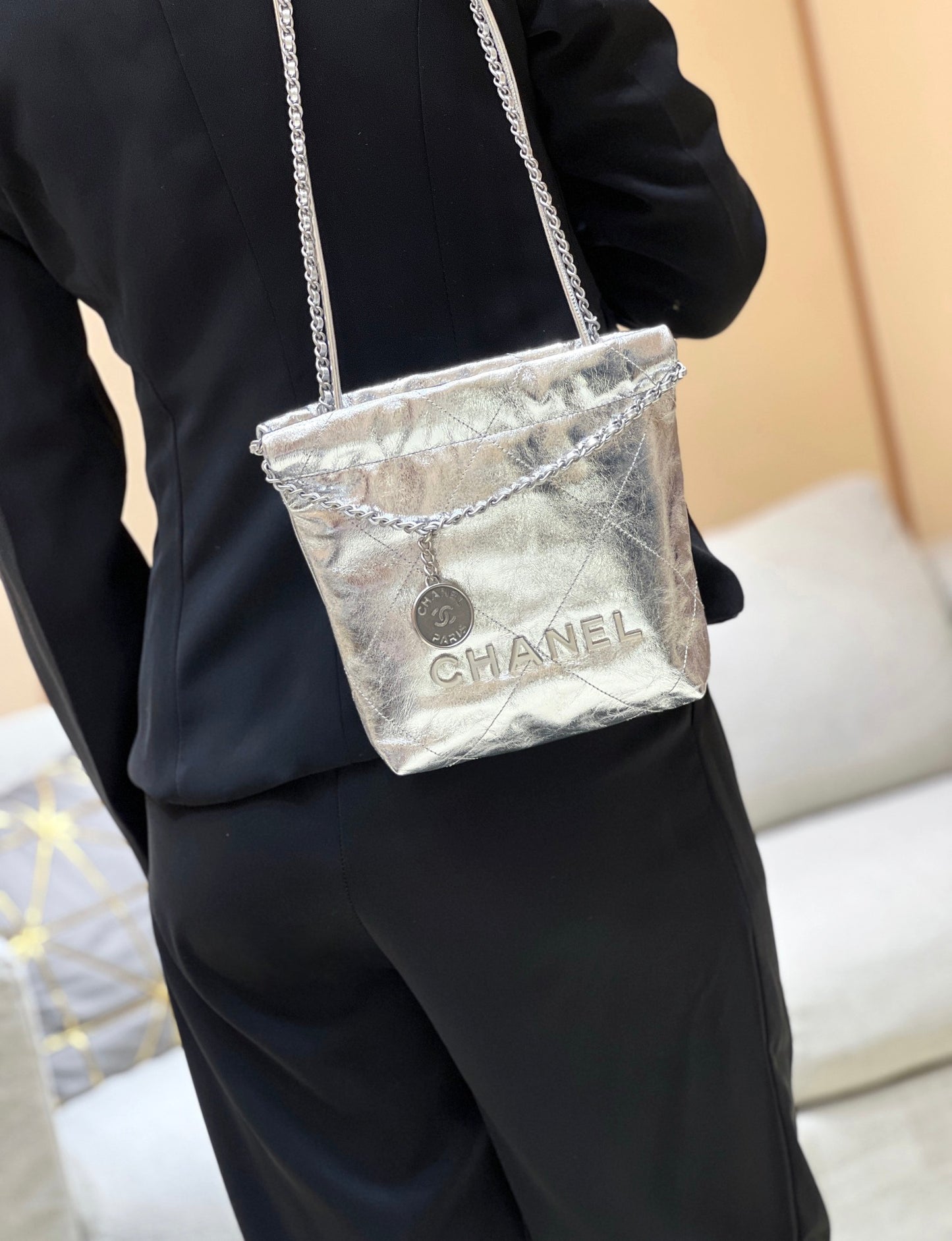 小香家-25C 22Bag Mini金屬皮 銀色