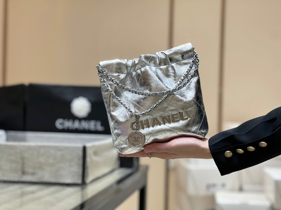 小香家-25C 22Bag Mini金屬皮 銀色