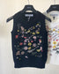 迪D家-2403 24早春最新花卉系列重工刺繡花朵針織背心 黑色