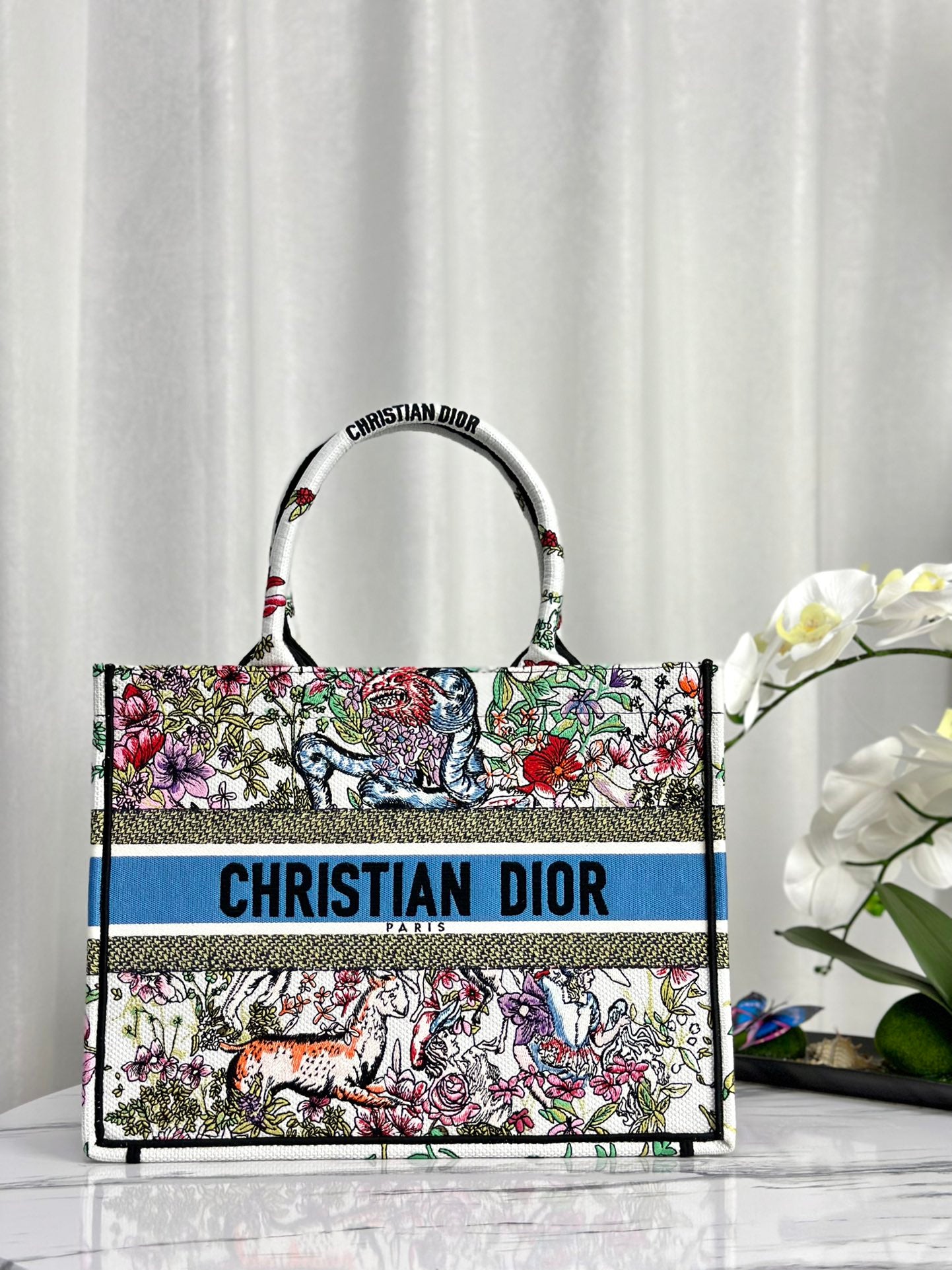 迪D家-Book Tote 白花刺繡 中號