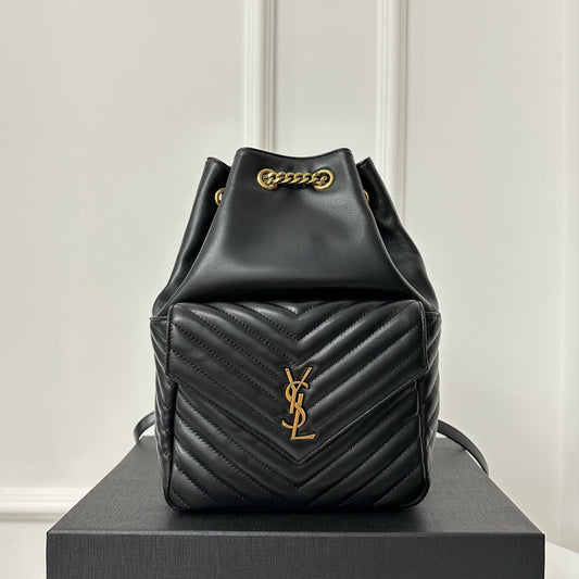 聖Y羅-Joe Backpack 絎縫雙肩包 黑色金扣 29CM