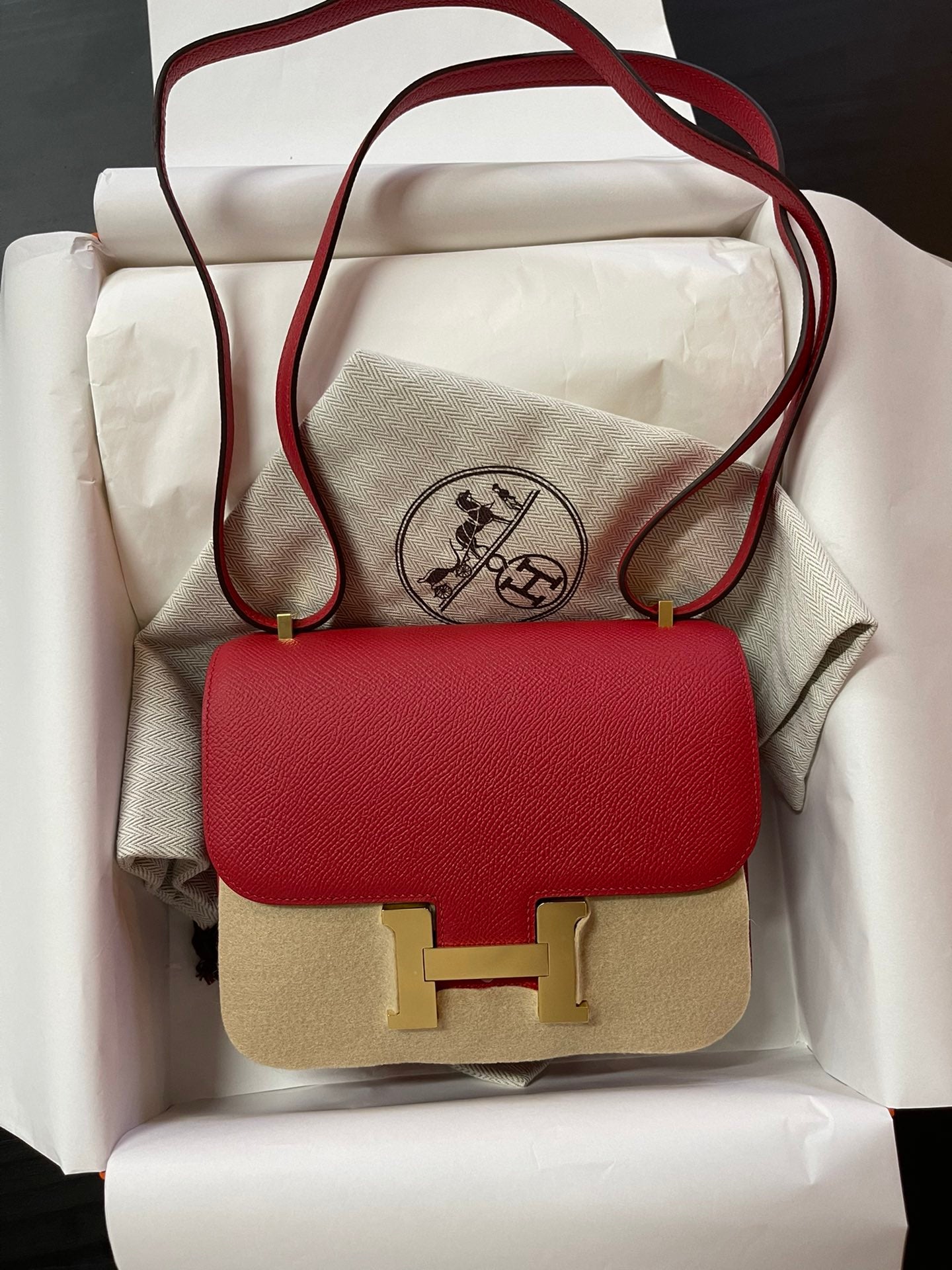 小愛款-Constance 19 Mini Epsom 國旗紅 金扣