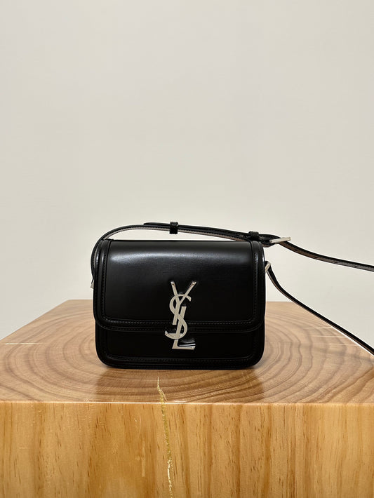 聖Y羅-BOX SAINT LAURENT 豆腐包 小號 黑色銀扣