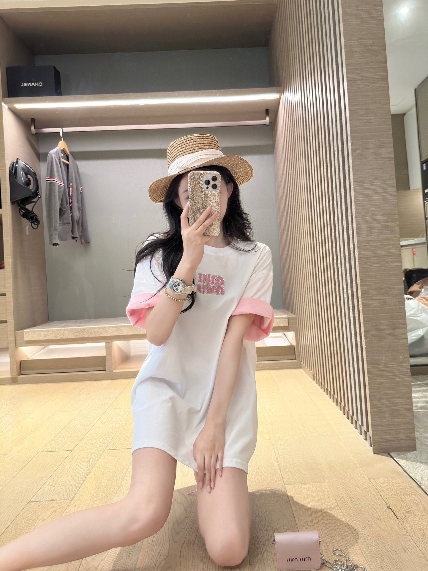 穆Ｍ家-2404 撞色寬鬆短袖Tee 白色