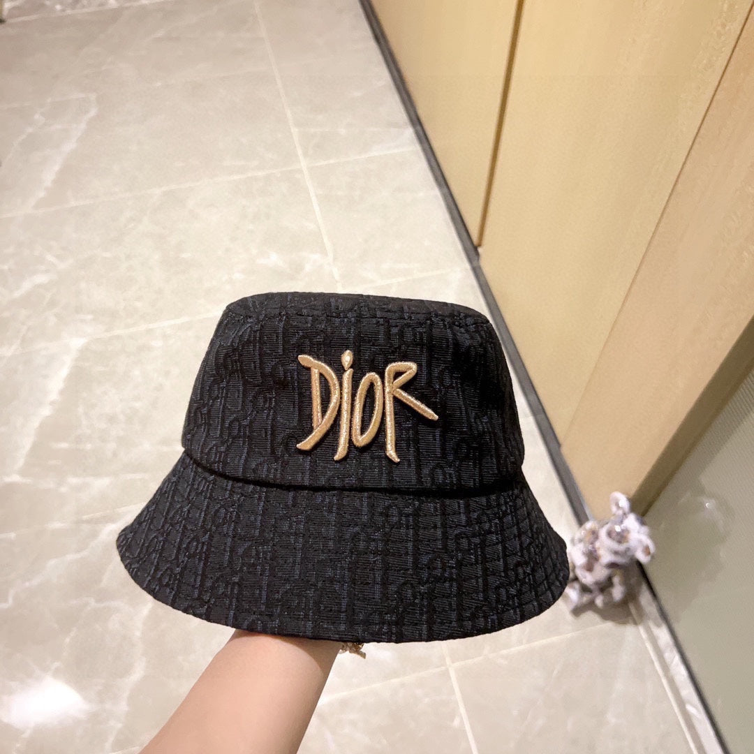 迪D家-2023春夏新款 刺繡漁夫帽 黑色