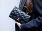 小香家-Chanel CF Mini 經典皮革穿繞雙c Logo 黑色