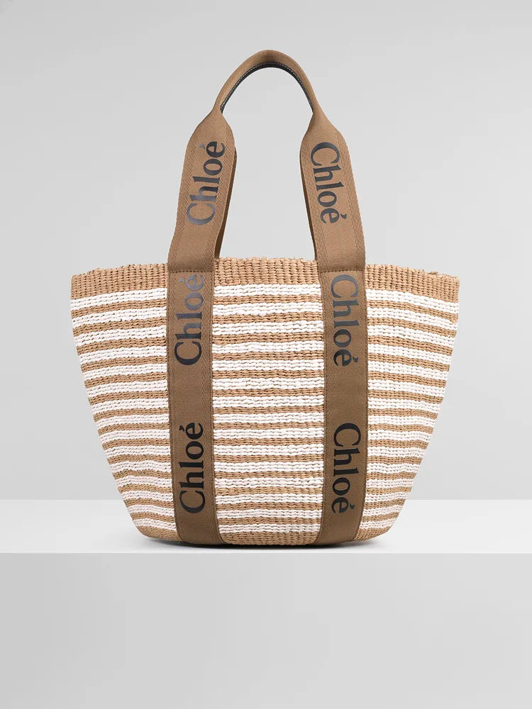 克羅C-Large Woody Basket 條紋咖啡色 大號