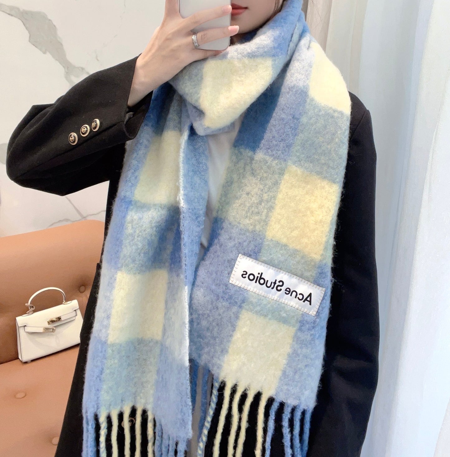 ACNE-2024彩虹圍巾 28*250 藍