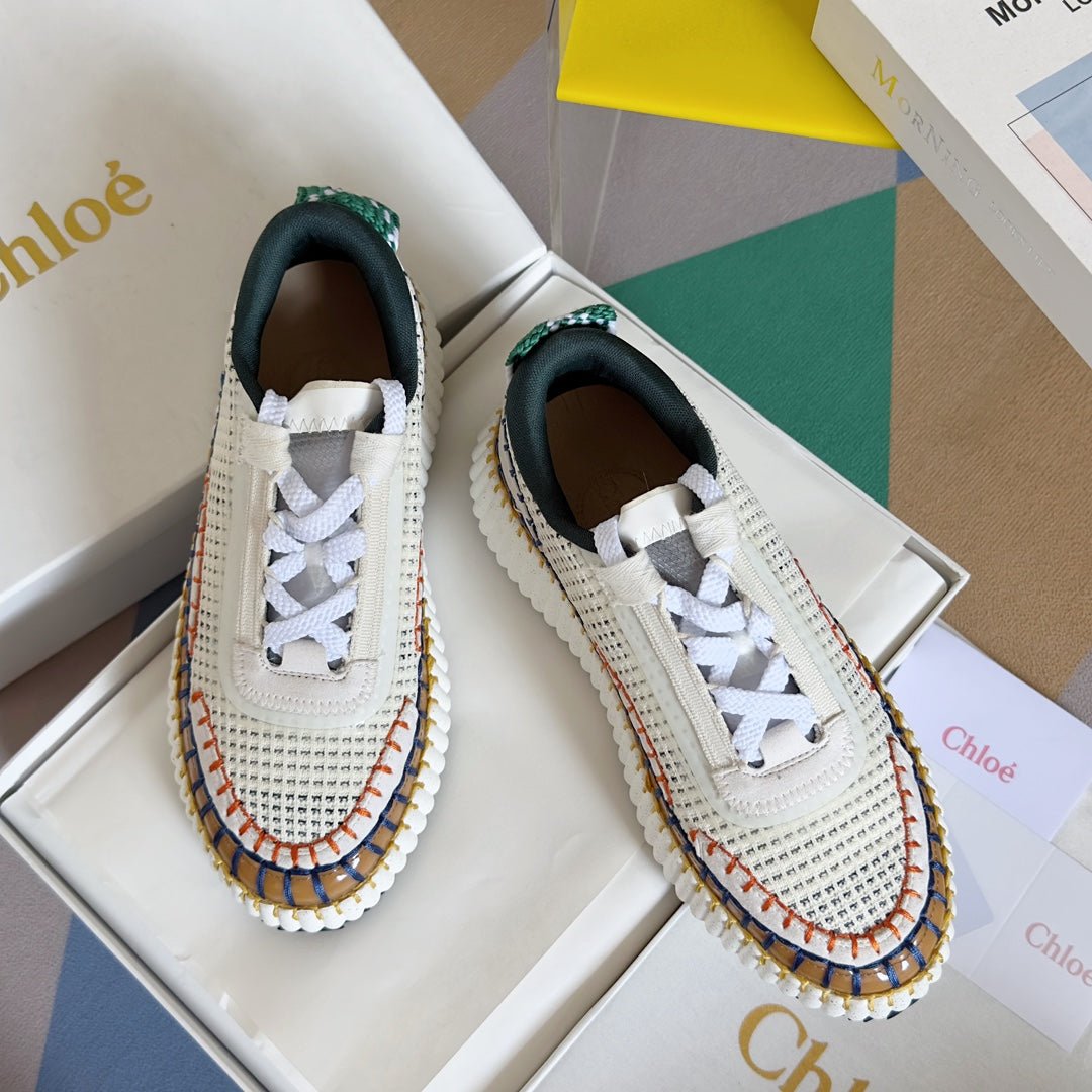 克羅C-Nama sneaker彩虹系列 網面拼色休閒運動鞋 白綠色