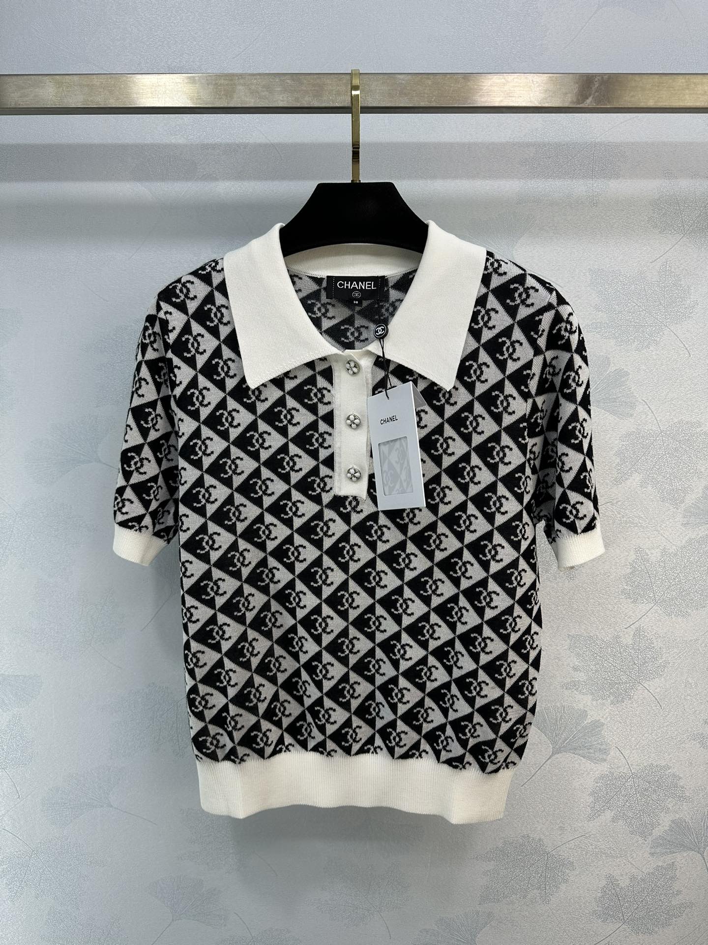 小香家-2404 春夏新品絕美Polo設計紗線短版上衣