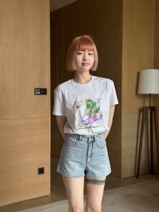 小香家-2403 小香彩扣高腰牛仔短褲