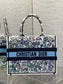 迪D家-Book Tote 2023春夏系列 浪漫花刺繡藍色 中號