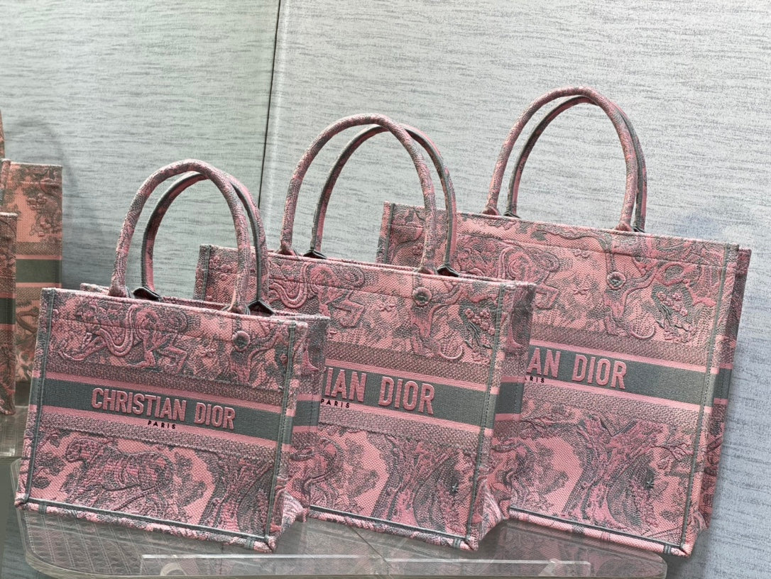 迪D家-Book Tote 2023春夏系列 動物園茹伊灰粉 大號