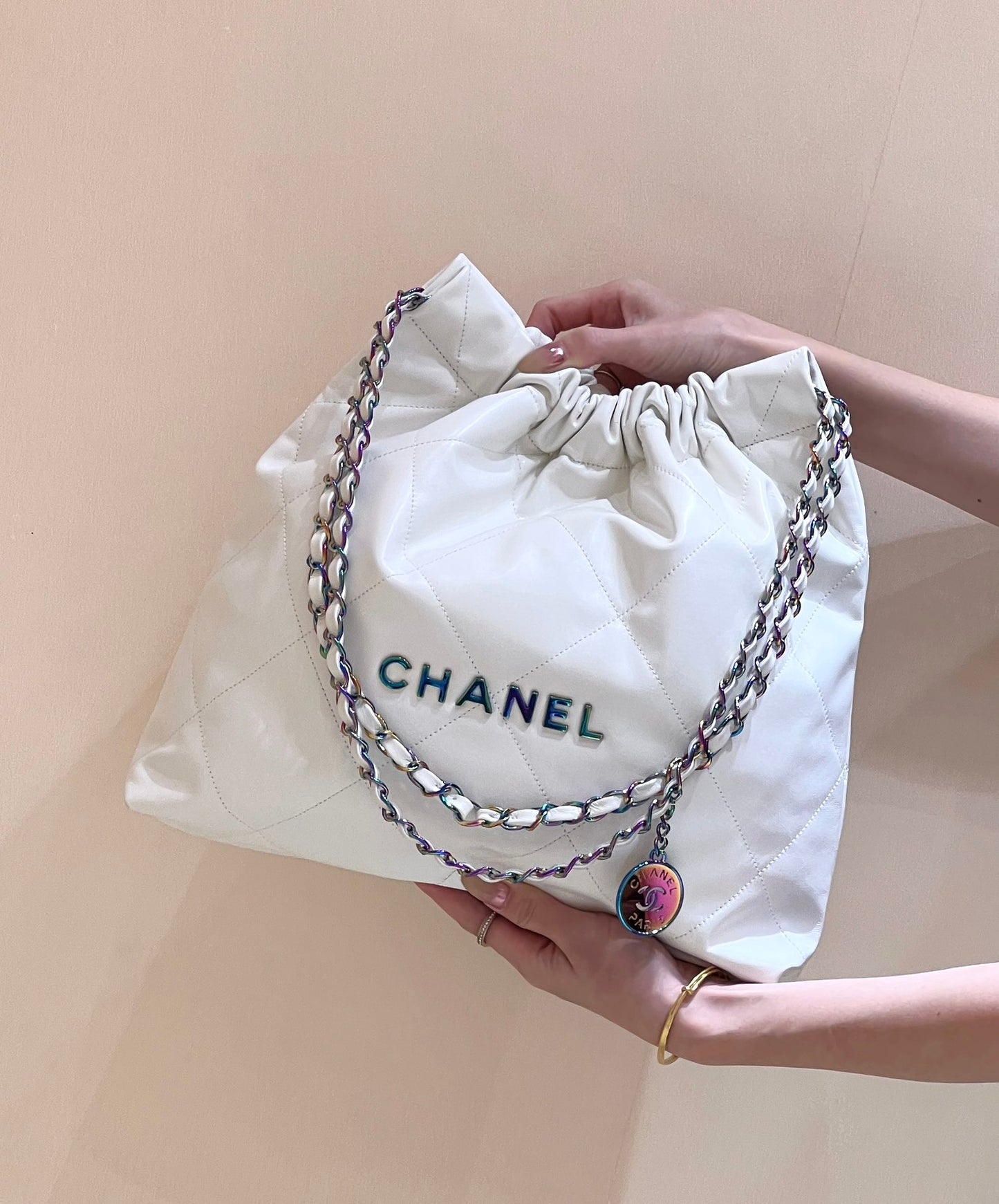 小香風-早春新款Chanel 22號手袋 白色大號
