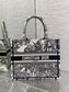 迪D家-Book Tote 2023春夏系列 老虎刺繡 白色 小號