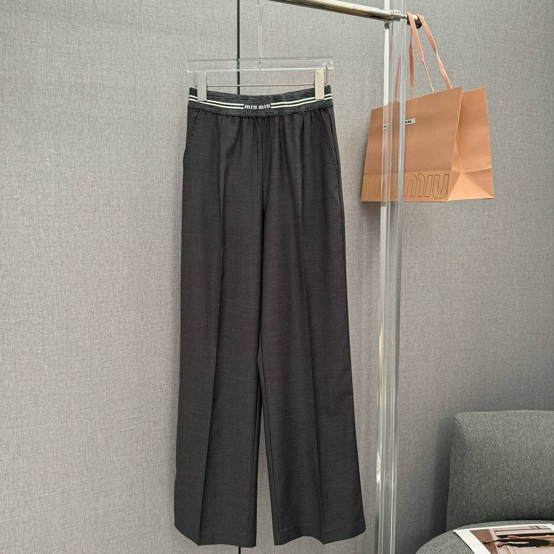 穆Ｍ家-2404 24春夏新品logo腰休閒直筒長褲