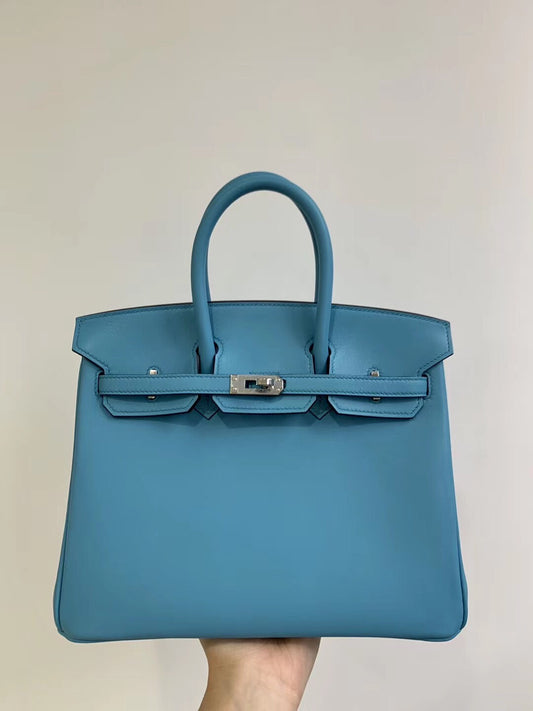 小愛款-Birkin 25 Swift P3 北方藍 銀扣