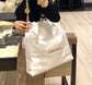 小香家-Chanel 22號手袋 白金色中號