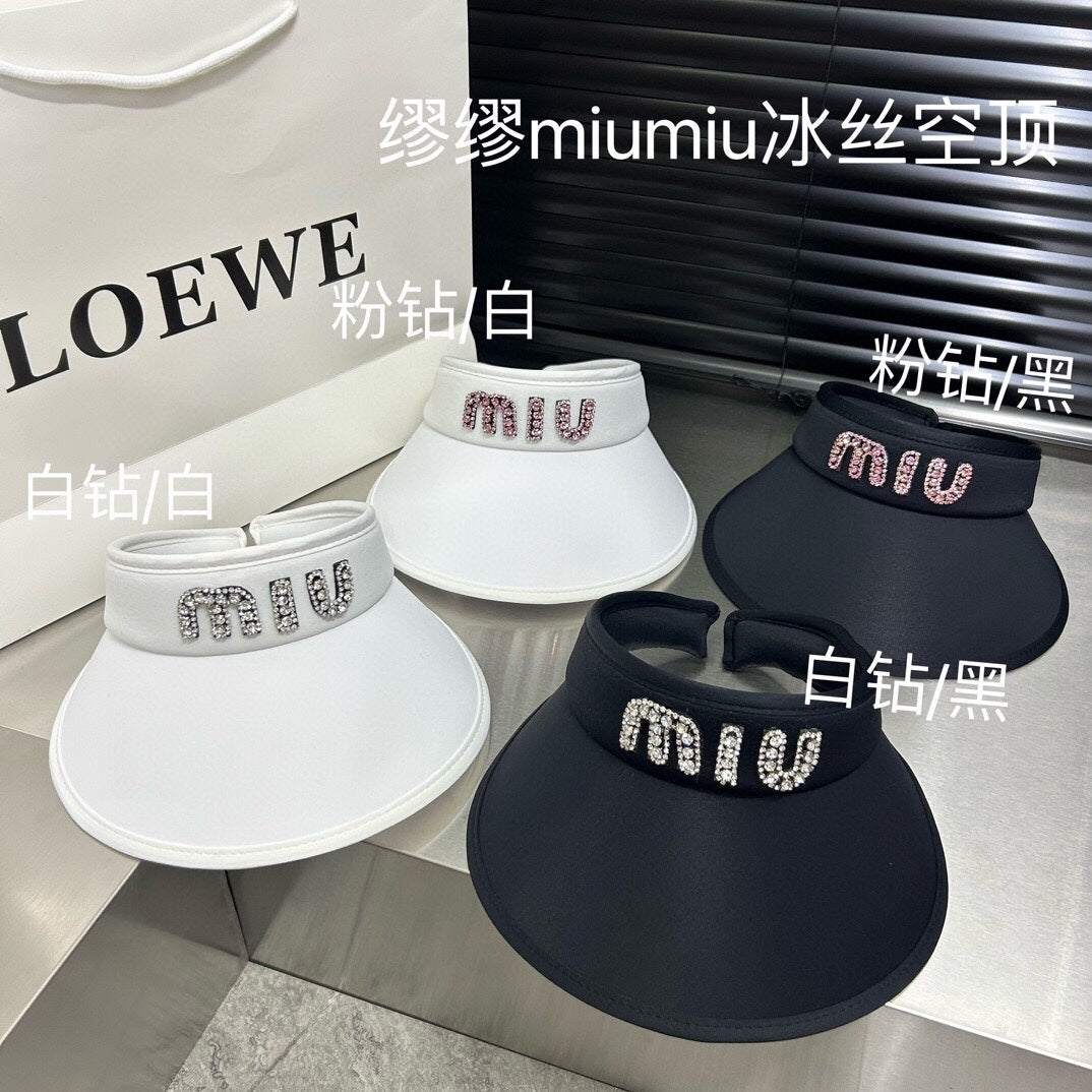 穆M家-2024春夏新款水鑽冰絲遮陽帽