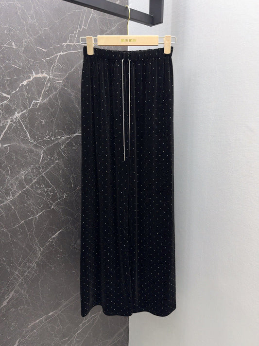 穆M家-2404 24SS燙鑽絲絨直筒褲