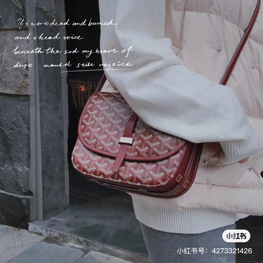 戈G家-Goyard 郵差包小號 酒紅色