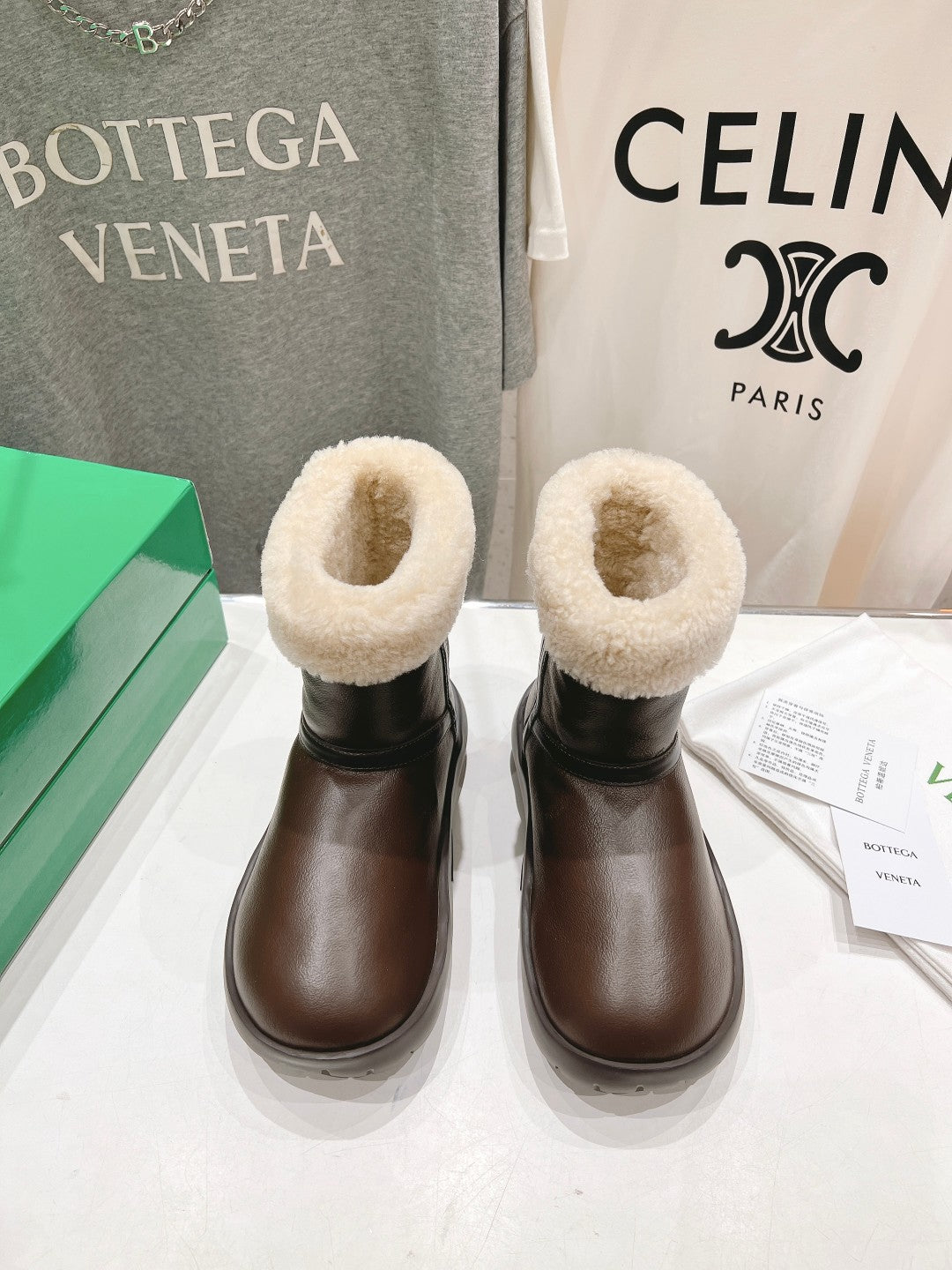 B編織-2024羊毛雪地靴 深咖啡色