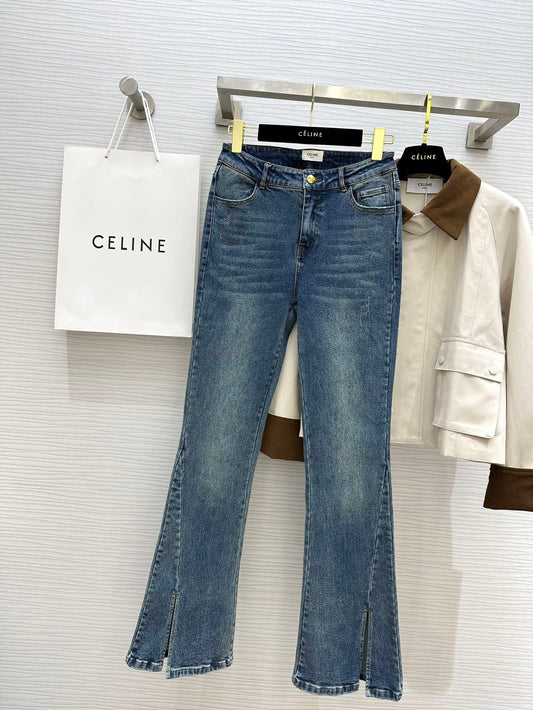 賽C家-2403 24春夏新款洗水微喇牛仔褲 藍色