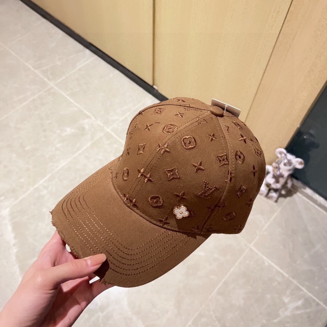 路L家-2023春夏新款 刺繡棒球帽 咖啡色