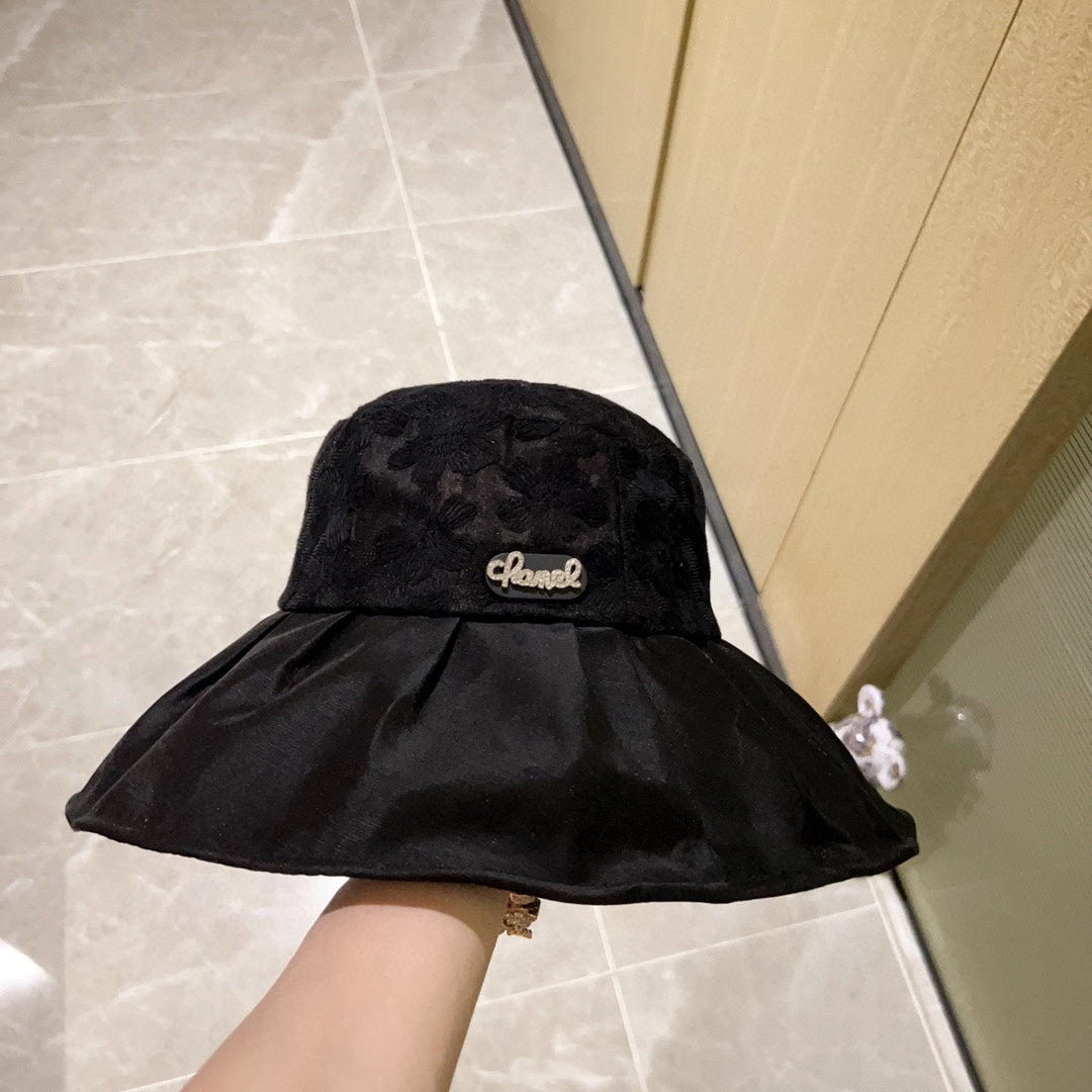 小香家-2023春夏新款 蕾絲漁夫帽 黑色
