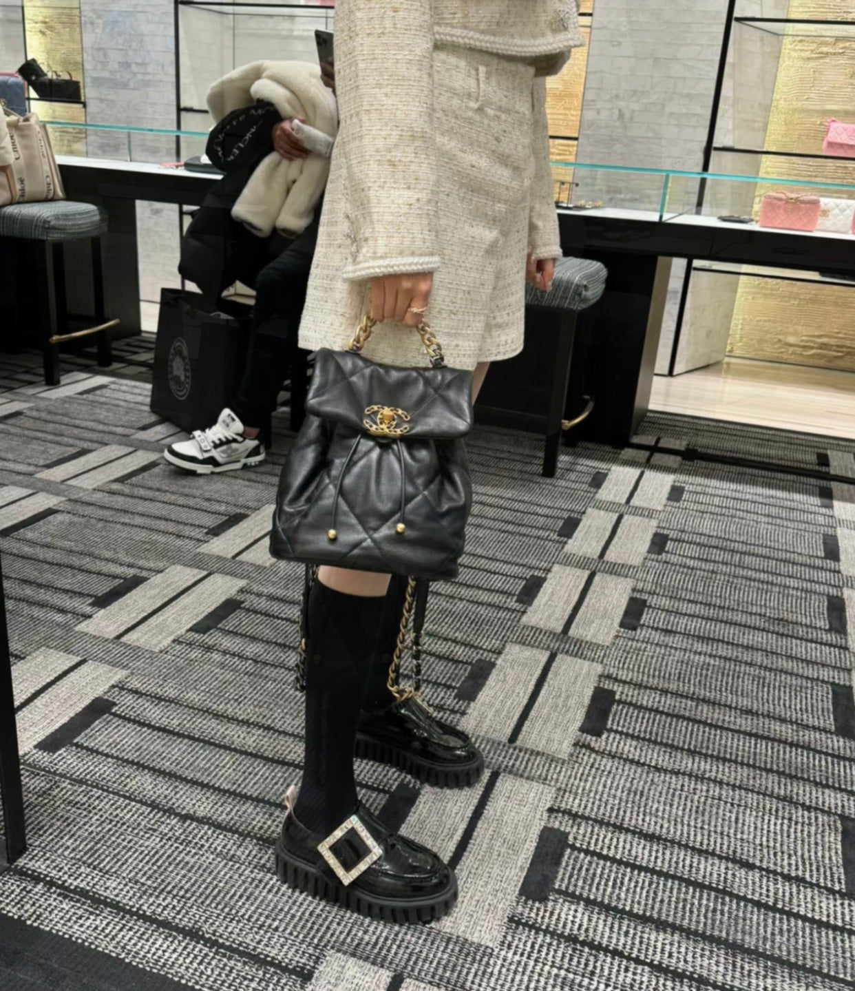 小香家- Chanel 24C 19bag 雙肩後背包 黑色