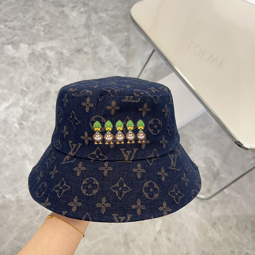 路L家-2024新款老花俏皮經典漁夫帽 黑色