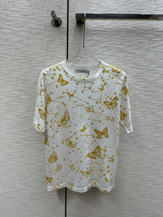 迪D家-2403 蝴蝶圖案圓領短袖TEE