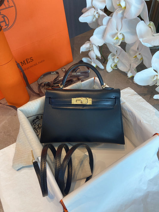 小愛款-Kelly mini 19 Box 黑色 金扣
