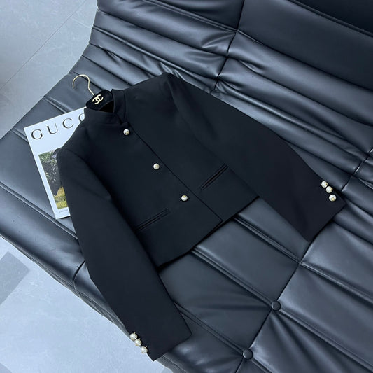 迪D家-2403 24新品上架立領西裝小外套 黑色