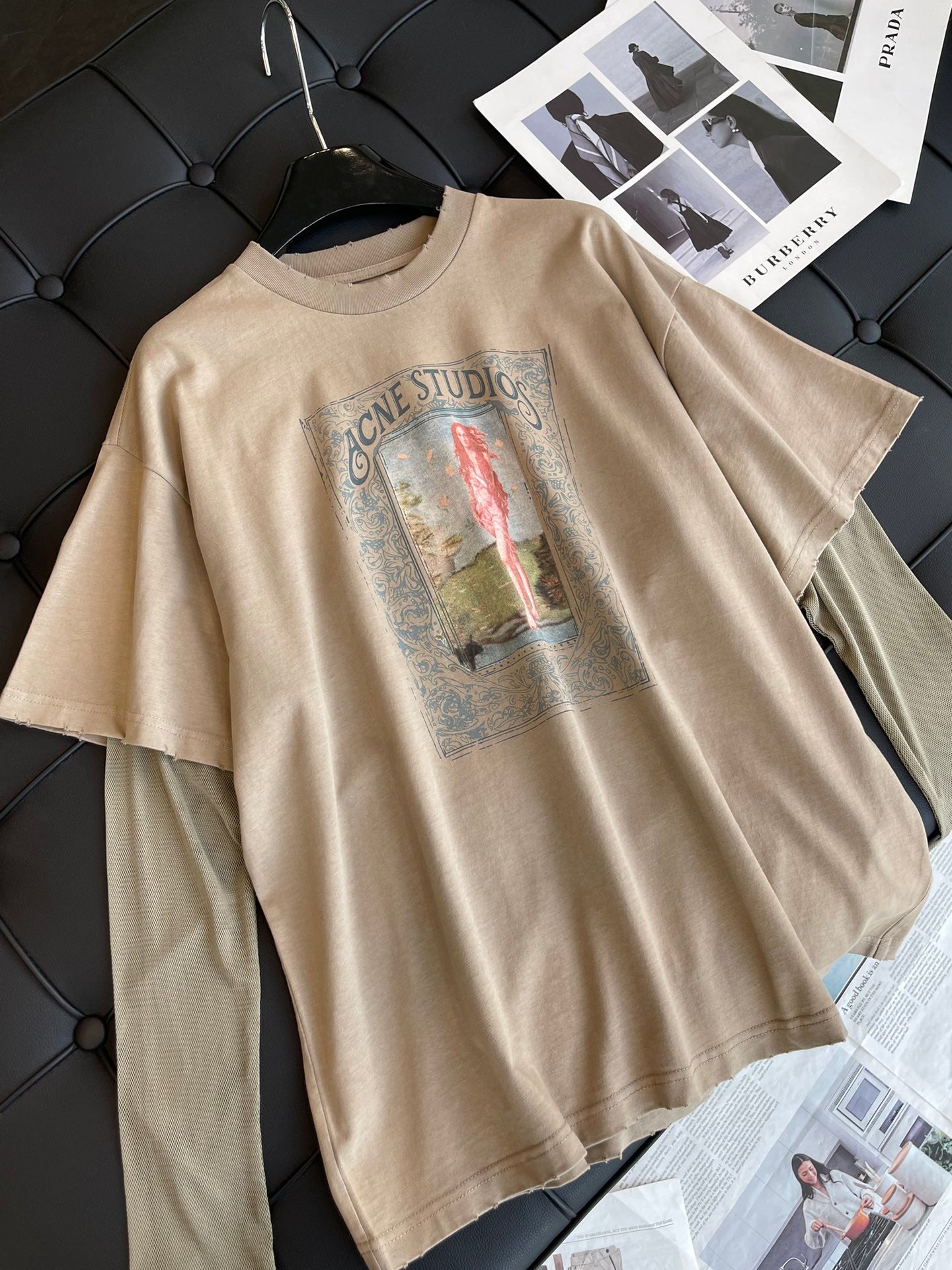 迪D家-2403 24ss春夏新款假兩件TEE