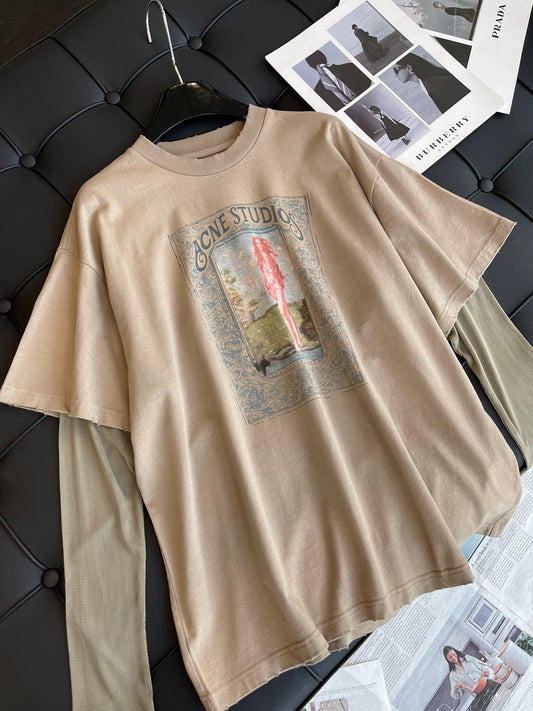 迪D家-2403 24ss春夏新款假兩件TEE