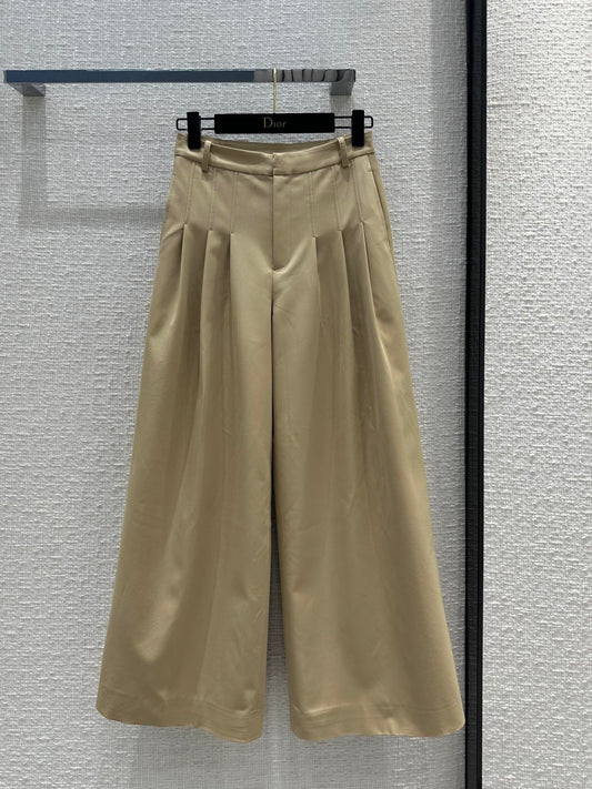 迪D家-2403 24早春新品卡其色寬褲西裝褲