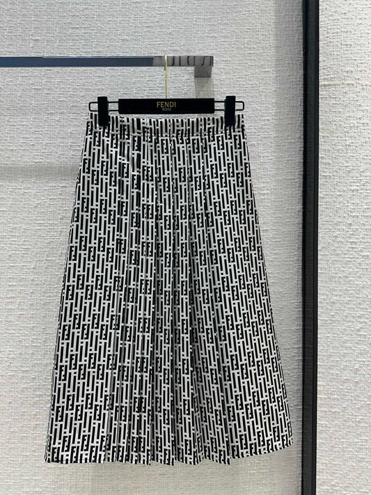 芬F家-2403 24早春新品中長款壓褶半身裙