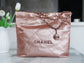 小香家-Chanel 22號手袋 玫瑰金背帶 雙鍊條