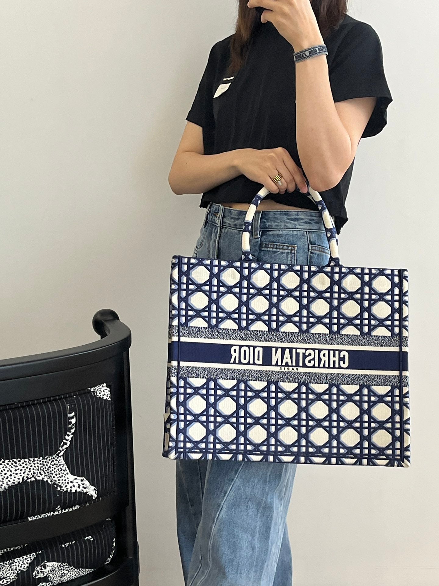 迪D家-2023春夏新款 Tote 藍白拼色 大號