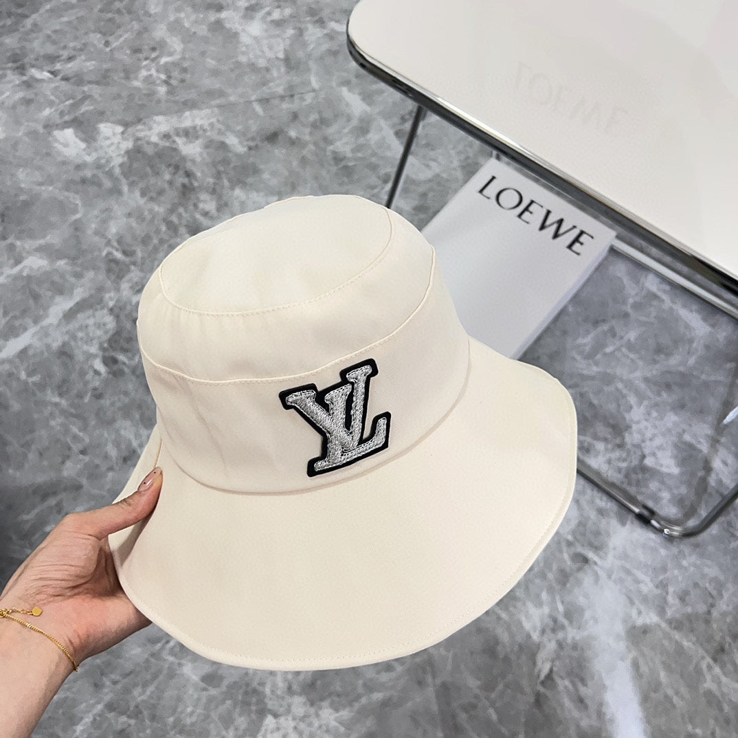 路L家-2024新款 蝴蝶結遮陽漁夫帽 白色