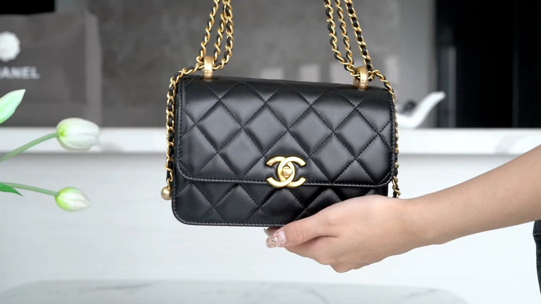 小香家-Chanel 24c雙金球 CF Mini19 黑色
