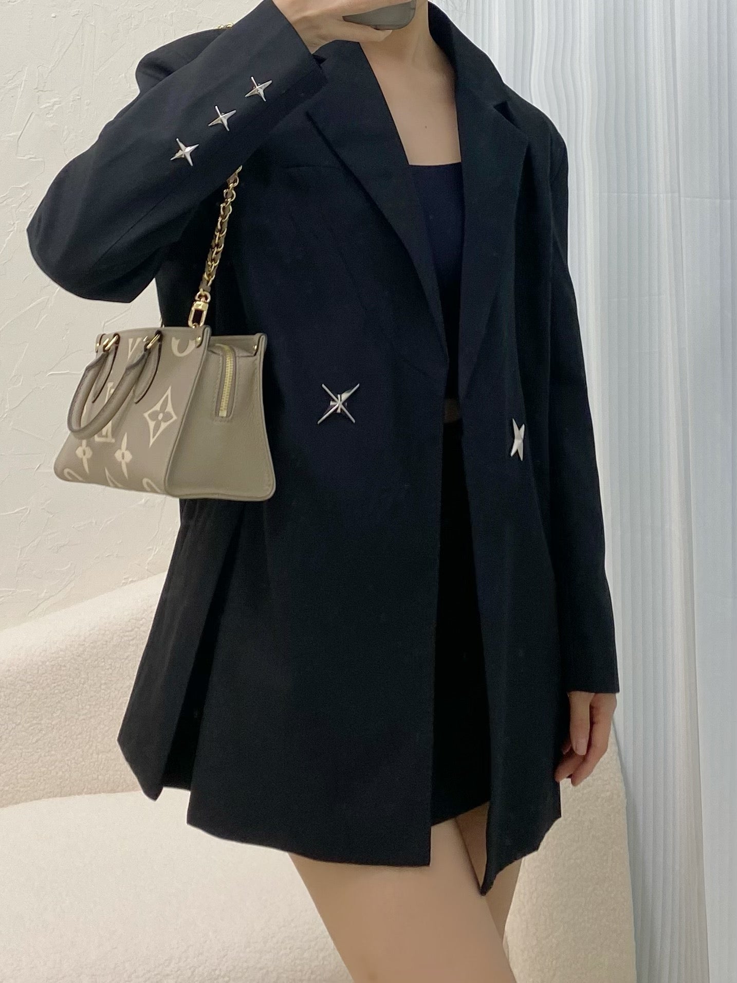 M23640 路L家-Cabas OnTheGo East West 金鍊印花老花 杏色