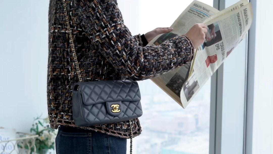 小香家-Chanel 23k 金球方胖子 深灰色大號