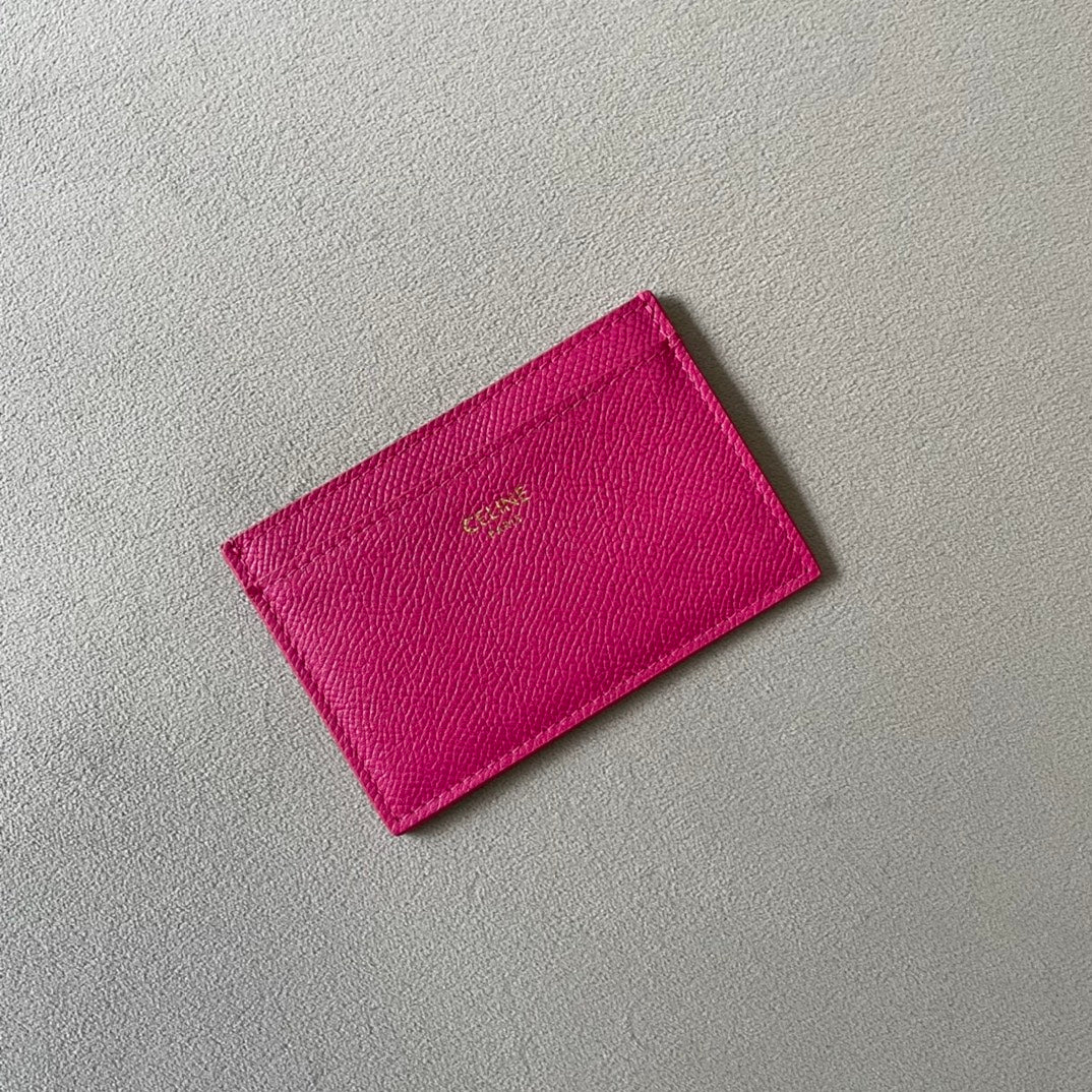賽C家-小號卡包 粒面小牛皮 玫红色