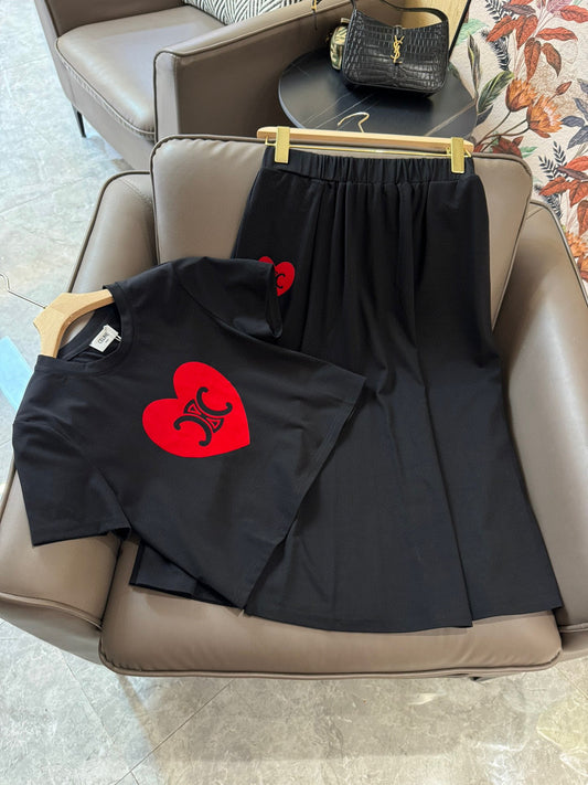 賽C家-2403 24SS新款愛心凱旋門印花套裝 黑色