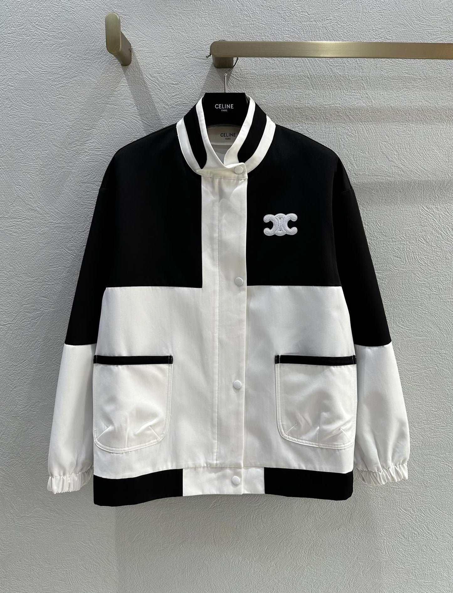 賽C家-2403 24早春新品立領拼色風衣外套