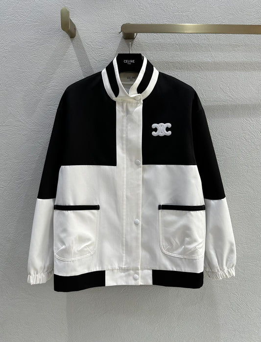 賽C家-2403 24早春新品立領拼色風衣外套