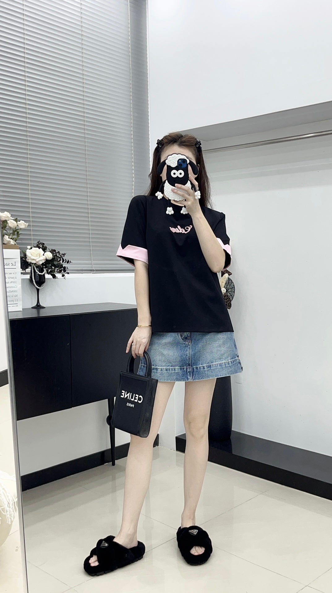 賽C家-2404 24新款甜美系撞色TEE 黑色