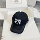 小香家-2024夏季新款重工刺繡蝴蝶結棒球帽 黑色